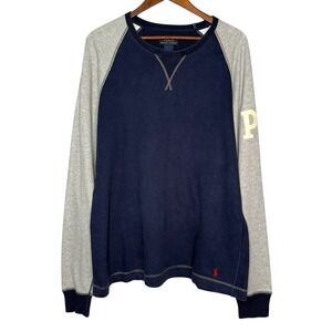 Polo Ralph Lauren L Navy Blue V-Stitch Crewneck Light Patch Sweatshirt Pony Logo